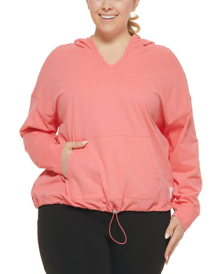 Camiseta Calvin Klein Performance Plus Feminina com Capuz Rosa Tamanho 3X
