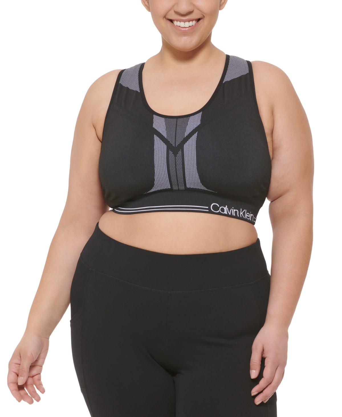 Sutiã esportivo reversível Calvin Klein Impact feminino, preto, tamanho 1X