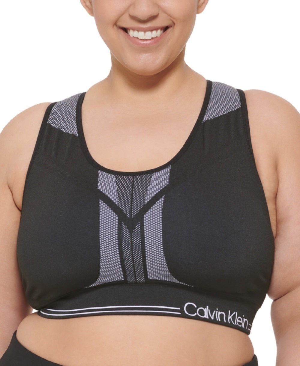 Sutiã esportivo reversível Calvin Klein Impact feminino, preto, tamanho 1X