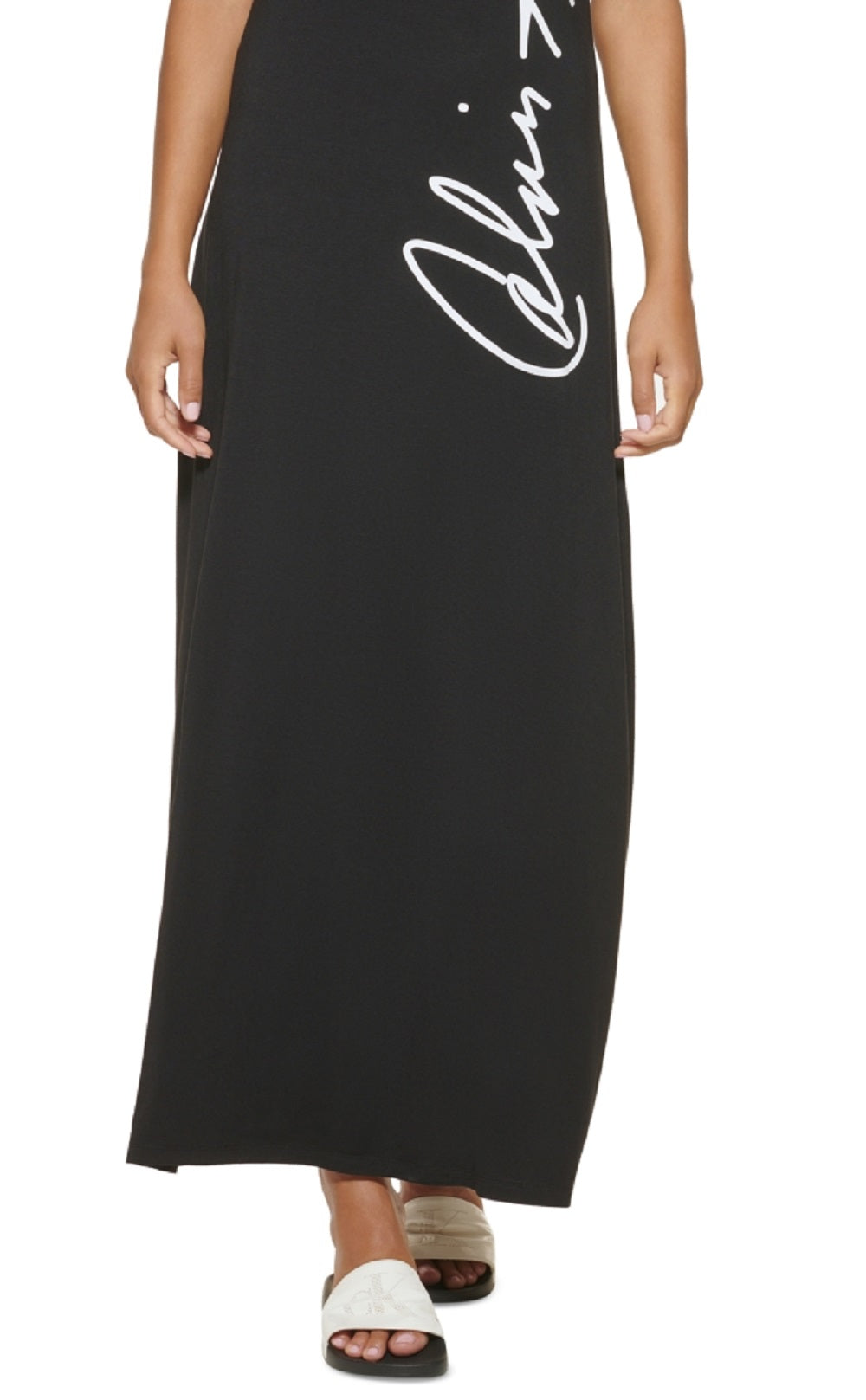 Vestido sem mangas Calvin Klein feminino com estampa de logotipo, preto, tamanho pequeno
