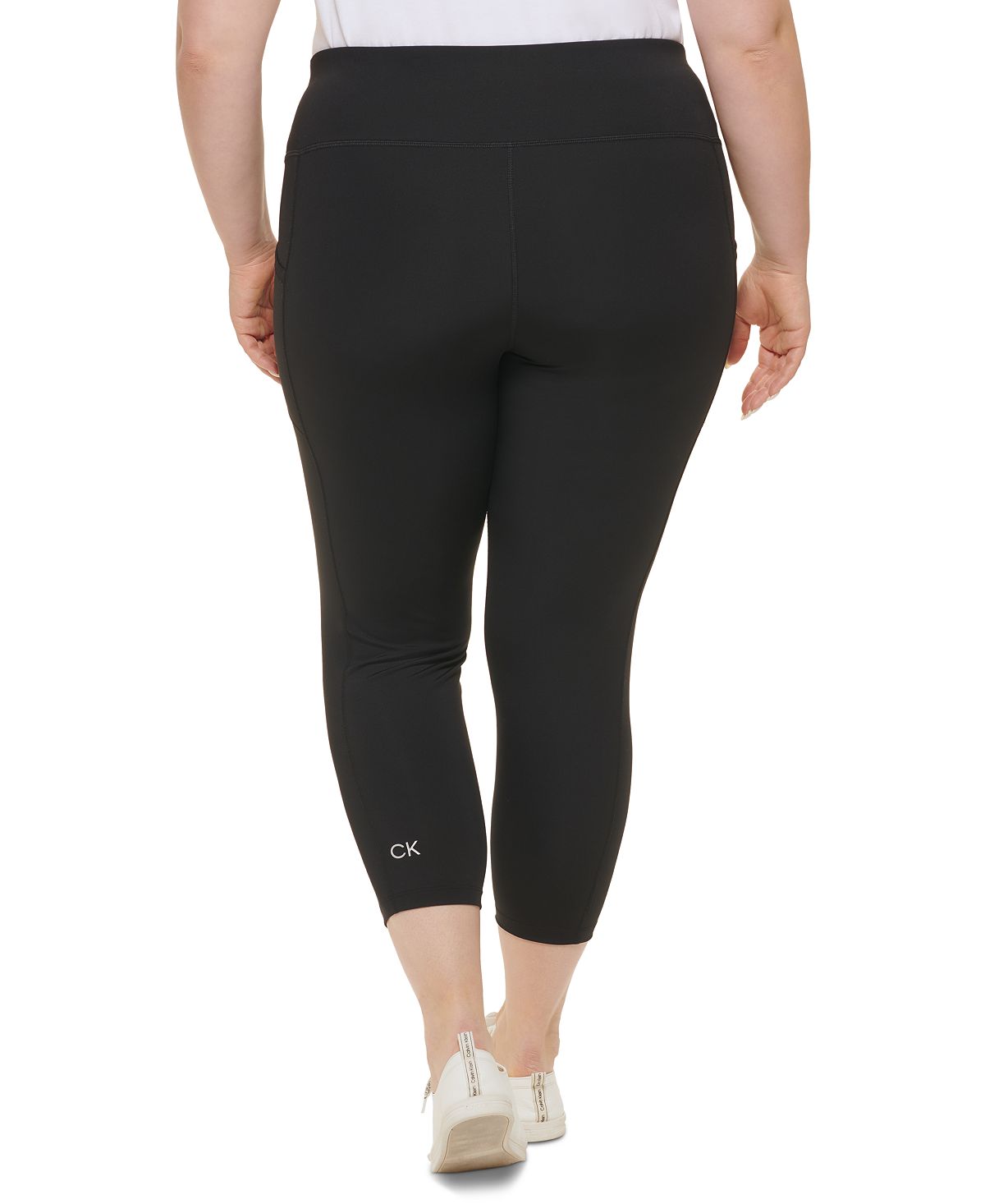 Calça legging feminina Calvin Klein cintura alta com bolso lateral 7/8 preta tamanho 2X