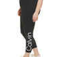 Calça legging feminina Calvin Klein com logo e cintura alta, preta, tamanho 2X