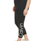 Calça legging feminina Calvin Klein com logo e cintura alta, preta, tamanho 1X