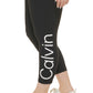 Calça legging feminina Calvin Klein com logo e cintura alta, preta, tamanho 1X