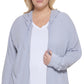 Calvin Klein Moletom com capuz feminino com manga franzida e zíper, cinza, tamanho 1X