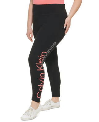 Calça legging feminina Calvin Klein Mix Media Logo vermelha tamanho 1X