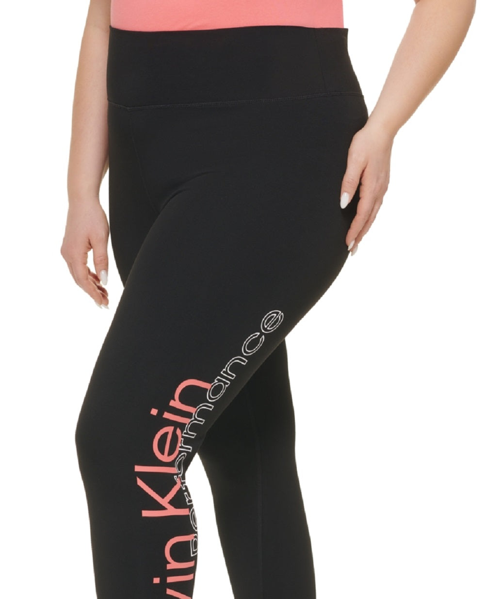 Calça legging feminina Calvin Klein Mix Media Logo vermelha tamanho 1X
