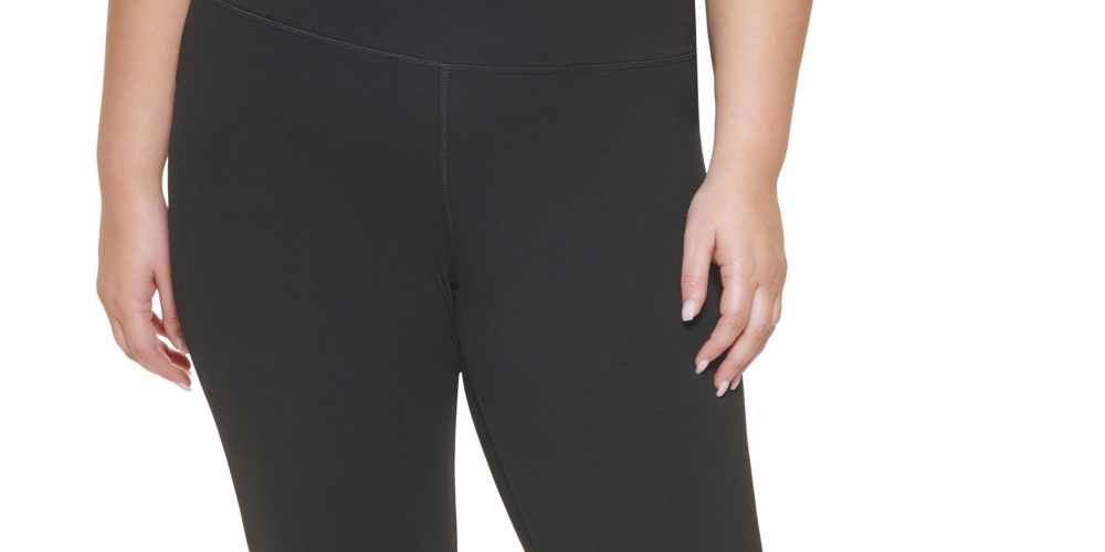 Calça legging feminina Calvin Klein com logo 7/8, preta, tamanho 1X