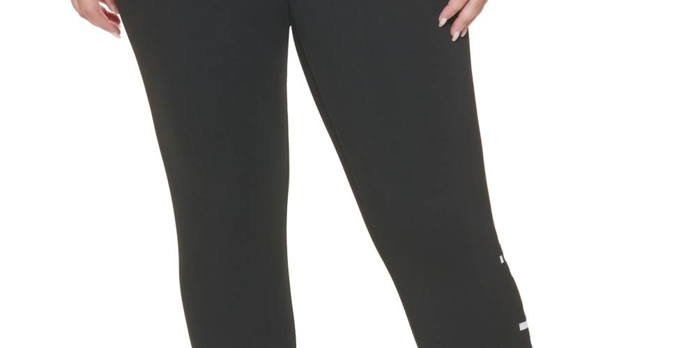 Calça legging feminina Calvin Klein com logo 7/8, preta, tamanho 1X