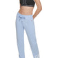 Calça de moletom feminina Calvin Klein com logo espelhado e fleece, azul, tamanho extragrande