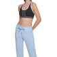 Calça de moletom feminina Calvin Klein com logo espelhado e fleece, azul, tamanho extragrande