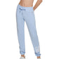 Calça de moletom feminina Calvin Klein com logo espelhado e fleece, azul, tamanho grande