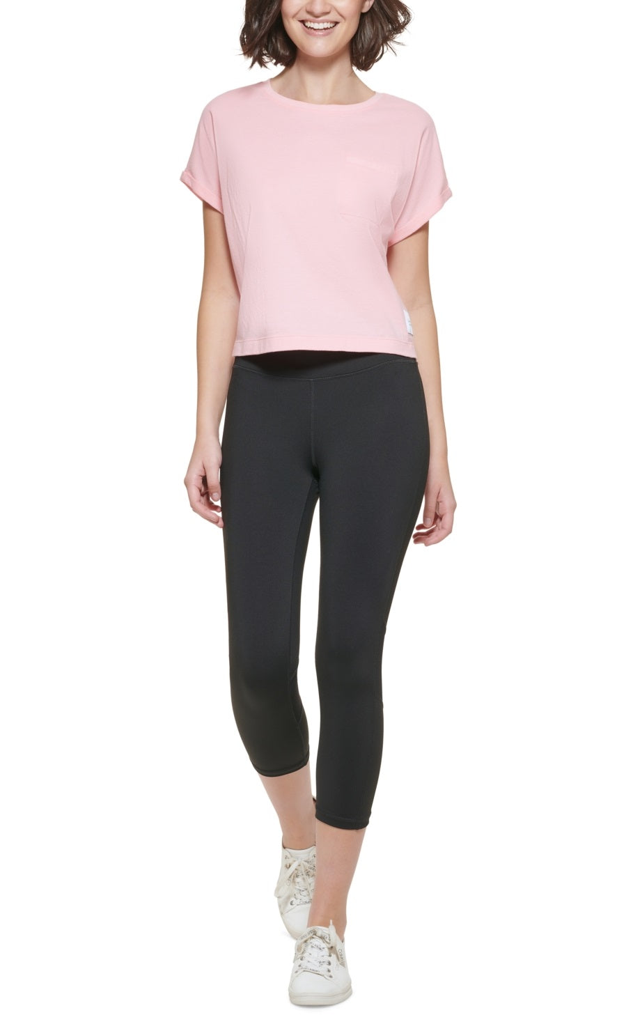 Camiseta Calvin Klein Feminina de Algodão com Bolso e Bainha Elástica Rosa Tamanho XXG