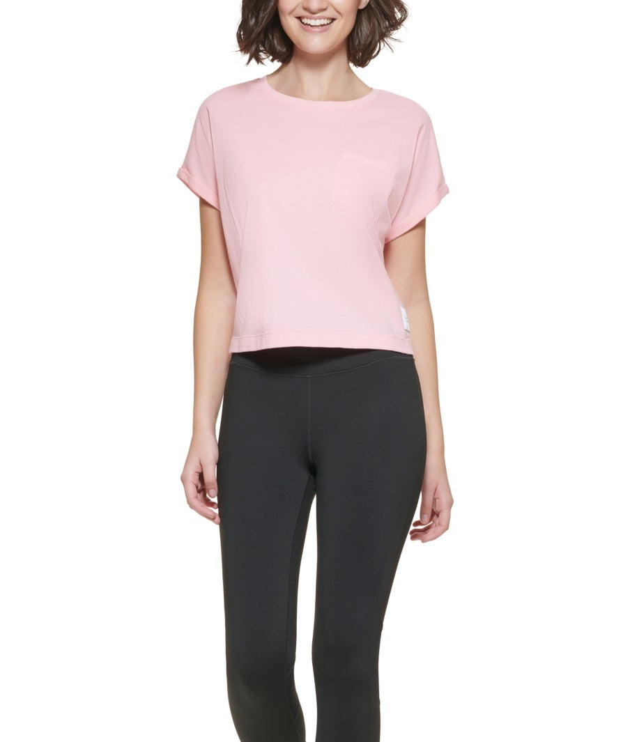 Camiseta Calvin Klein Feminina de Algodão com Bolso e Bainha Elástica Rosa Tamanho XXG