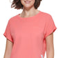 Camiseta Calvin Klein Feminina de Algodão com Bolso e Bainha Elástica, Vermelha, Tamanho XS