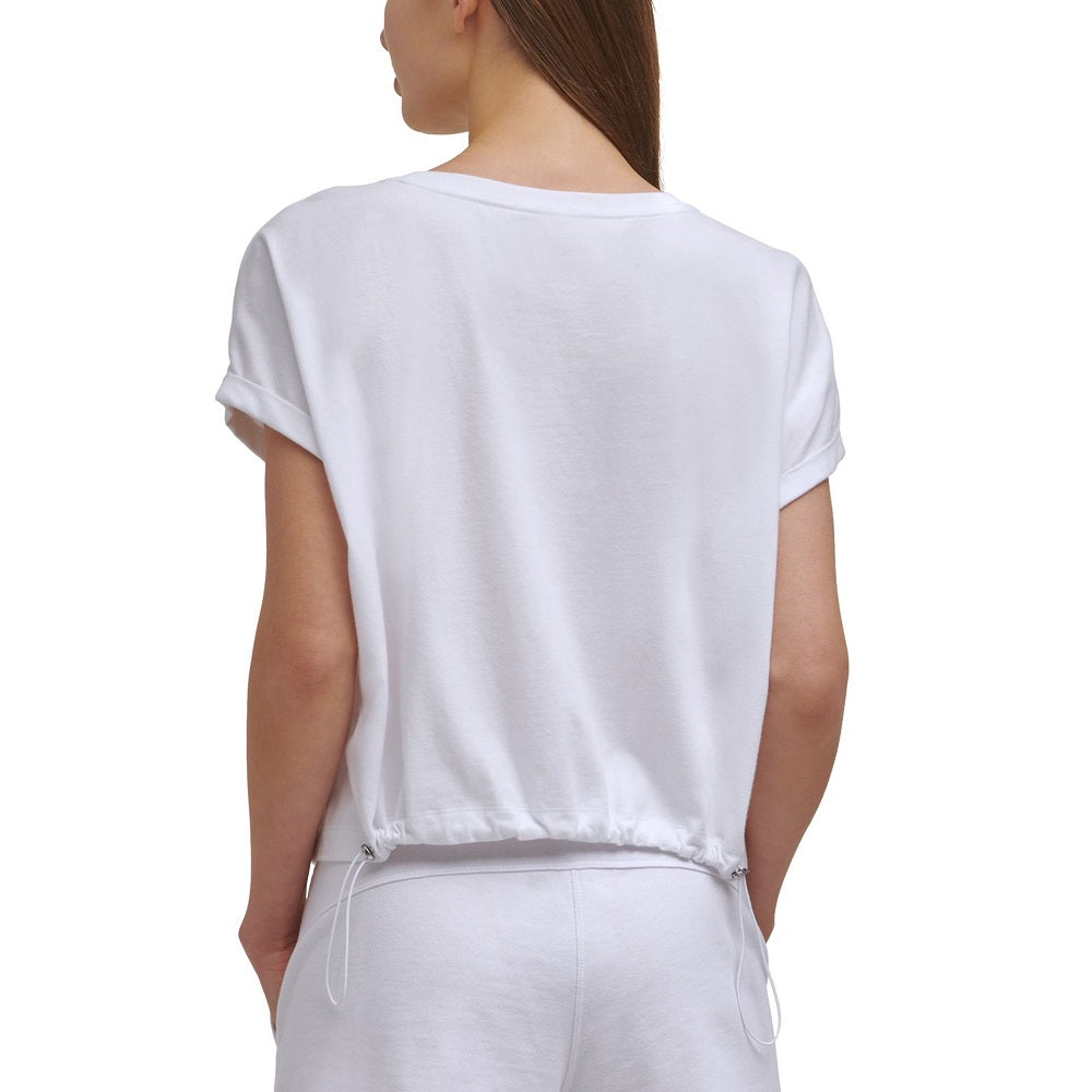 Camiseta Calvin Klein Performance de algodão com bolso e bainha elástica, branca, tamanho GG