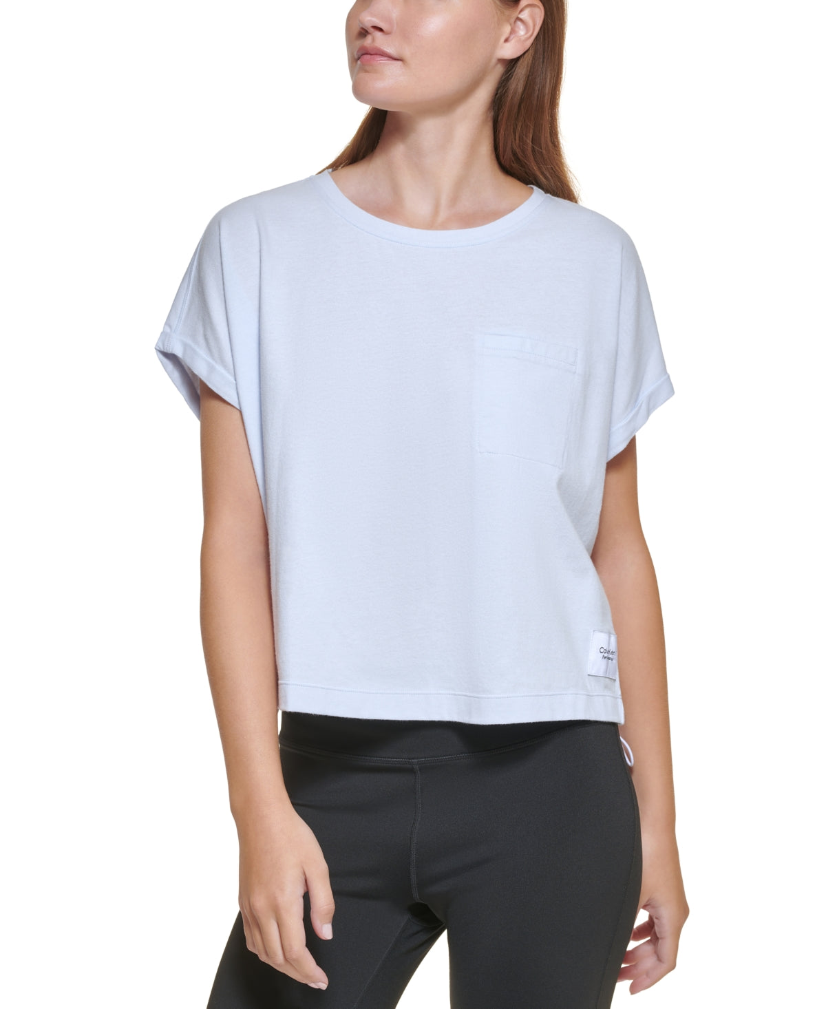 Camiseta Calvin Klein Feminina de Algodão com Bolso e Bainha Elástica Azul Tamanho GG