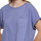 Camiseta Calvin Klein Feminina com Bolso e Bainha Elástica de Algodão Azul Tamanho Grande