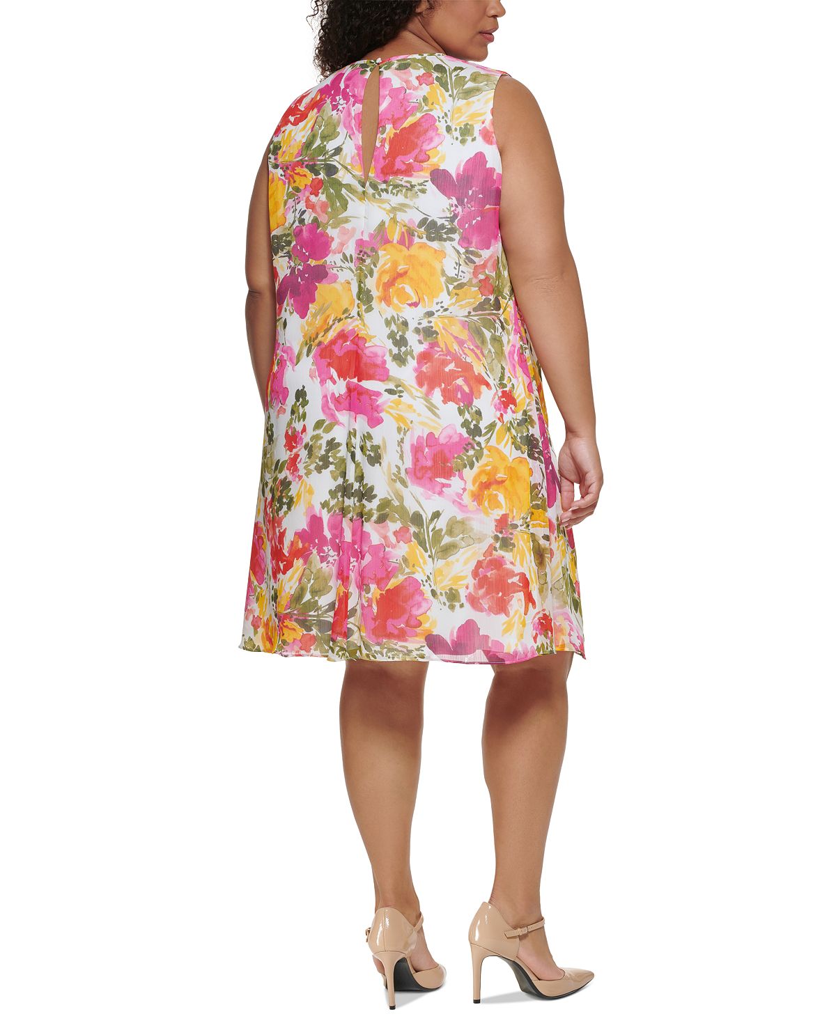 Vestido Calvin Klein Feminino Sem Mangas A-Line Roxo Tamanho 20W