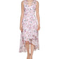 Vestido longo Calvin Klein feminino com estampa floral e sobrepeliz, rosa, tamanho 4