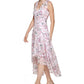 Vestido longo Calvin Klein feminino com estampa floral e sobrepeliz, rosa, tamanho 4