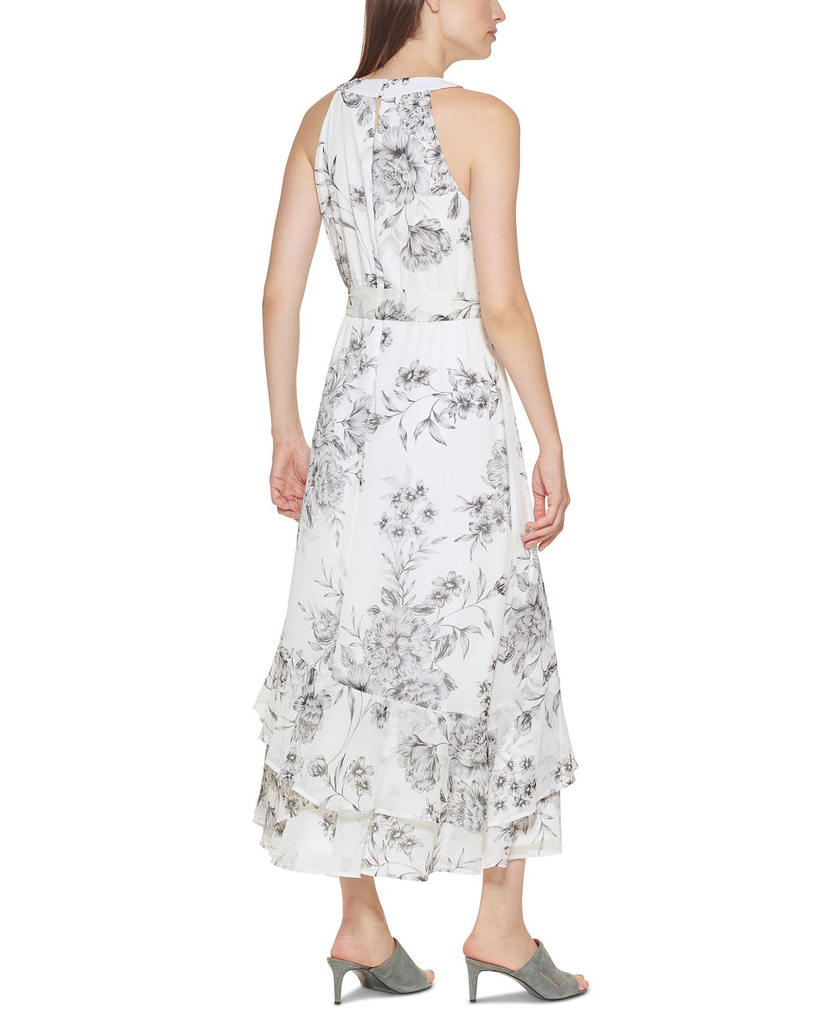 Vestido longo estampado Calvin Klein feminino cinza tamanho 12