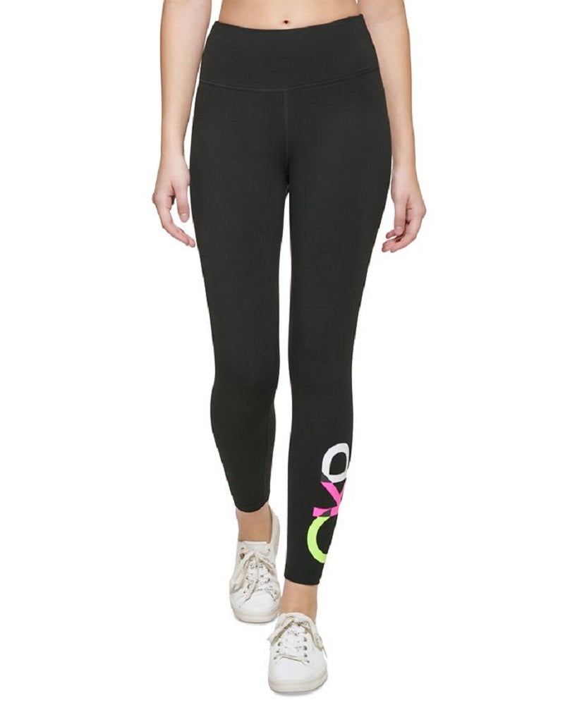 Calça legging Calvin Klein feminina com logo colorblock 7/8 preta tamanho pequeno