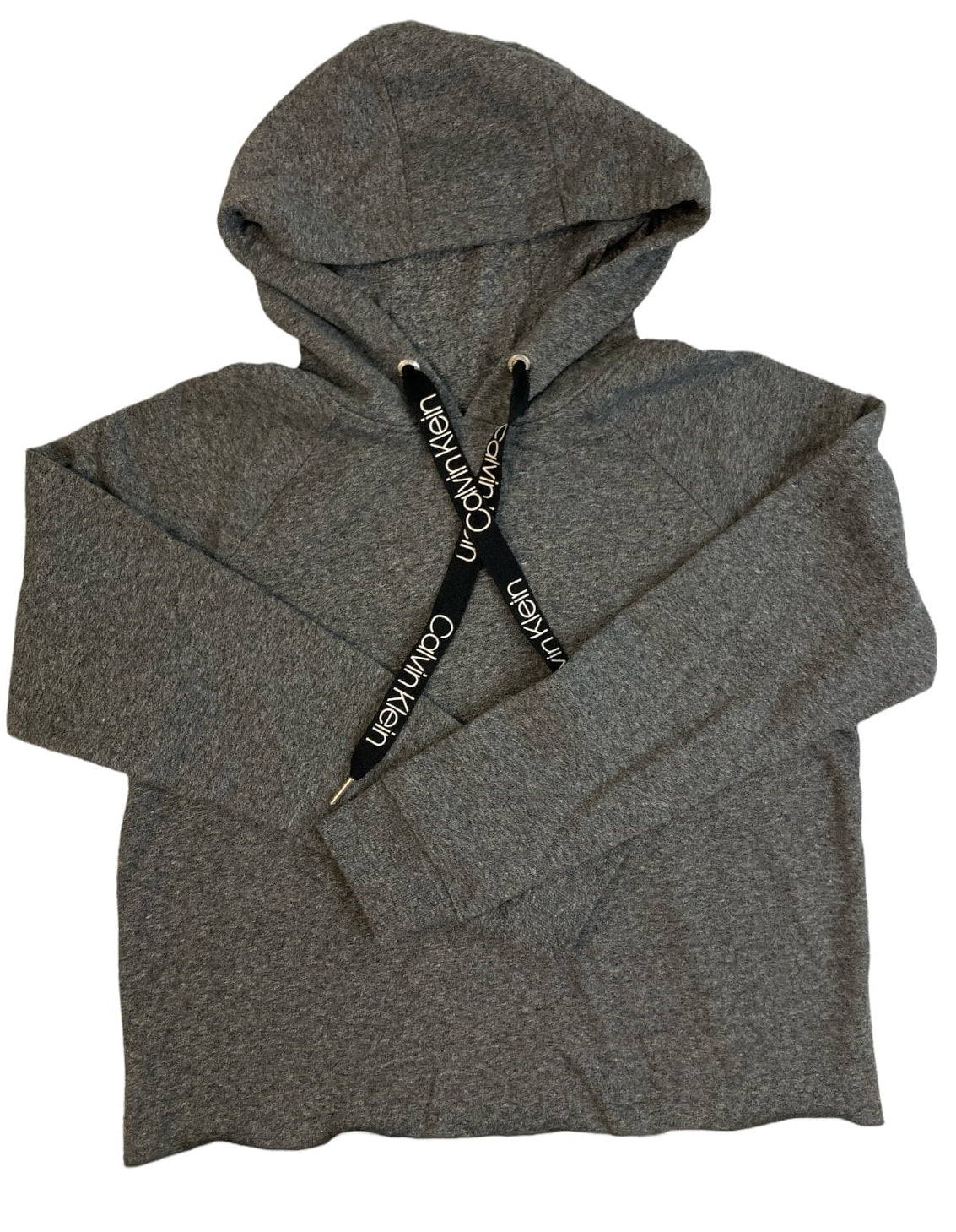 Calvin Klein Moletom com capuz feminino com estampa de logo e ajuste relaxado, cinza, tamanho médio