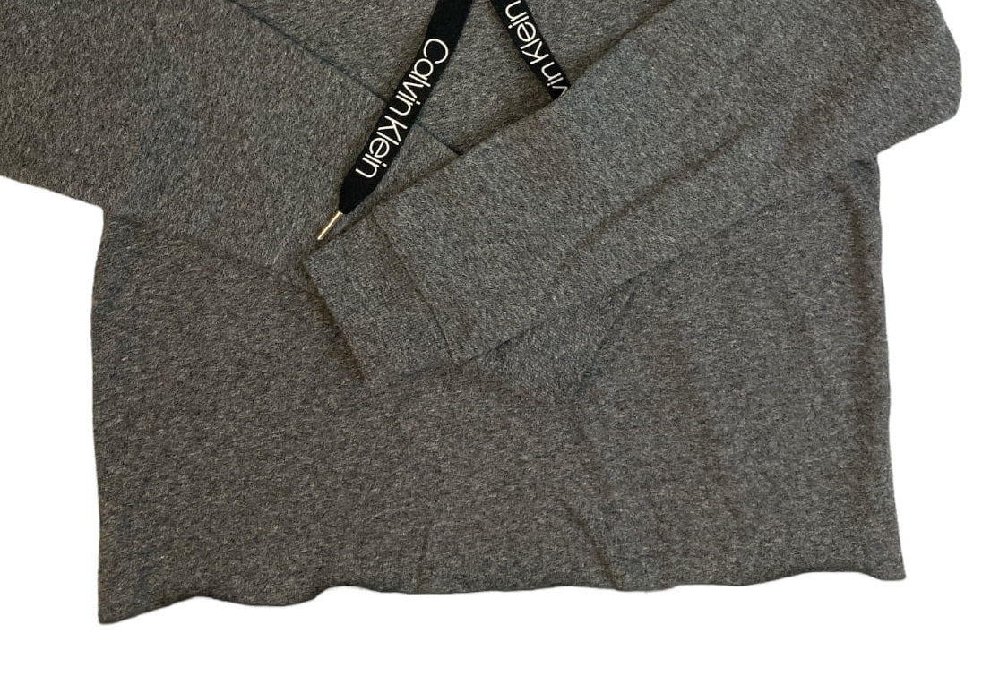 Calvin Klein Moletom com capuz feminino com estampa de logo e ajuste relaxado, cinza, tamanho médio