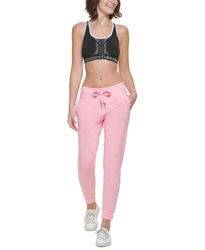 Calça jogger Calvin Klein feminina Outline Logo rosa tamanho médio