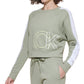 Calvin Klein Feminino CK Logo Cropped Moletom Verde Tamanho P