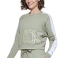 Calvin Klein Feminino CK Logo Cropped Moletom Verde Tamanho P