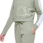 Calvin Klein Feminino CK Logo Cropped Moletom Verde Tamanho P