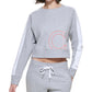 Calvin Klein Feminino CK Logo Cropped Moletom Cinza Tamanho Grande