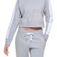 Calvin Klein Feminino CK Logo Cropped Moletom Cinza Tamanho Grande