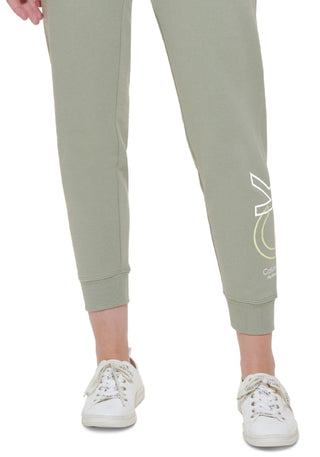 Calça jogger feminina Calvin Klein Performance Outline Logo verde tamanho grande