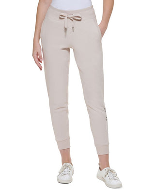 Calvin Klein Women's Outline Logo Joggers Beige Size Medium