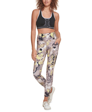 Calvin Klein Women's Floral Print 7/8 Leggings Brown Size X-Large