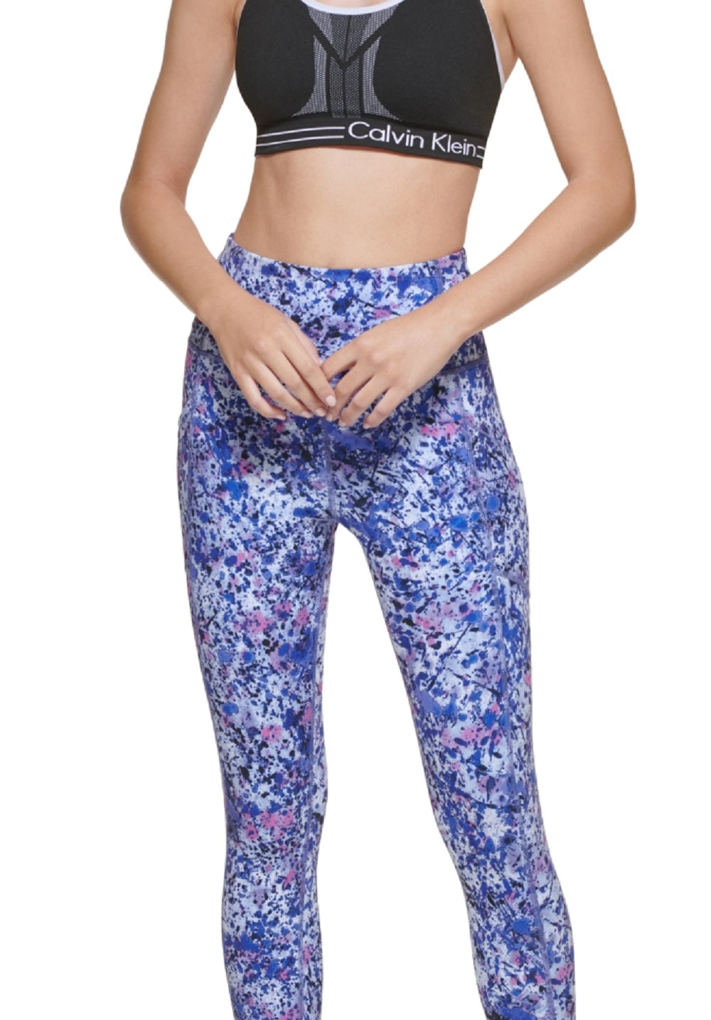 Calça legging feminina Calvin Klein com estampa floral 7/8 azul tamanho grande
