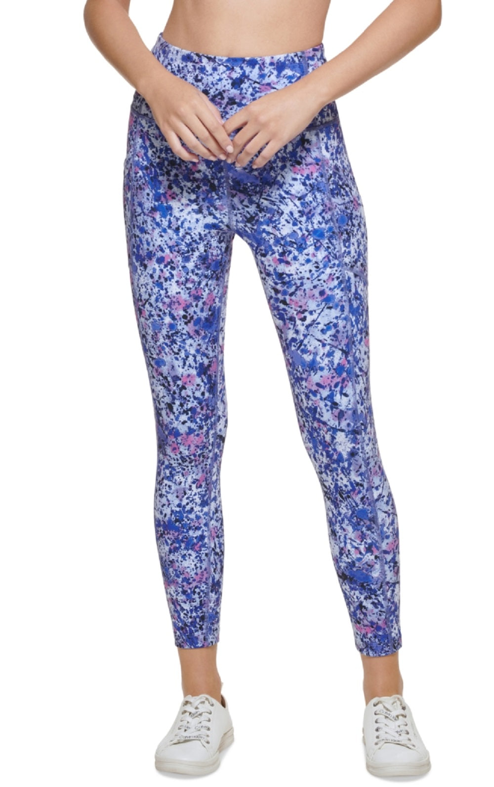 Calça legging feminina Calvin Klein com estampa floral 7/8 azul tamanho grande