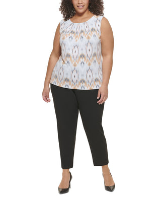 Calvin Klein Women's Printed Top Yellow Size 3X