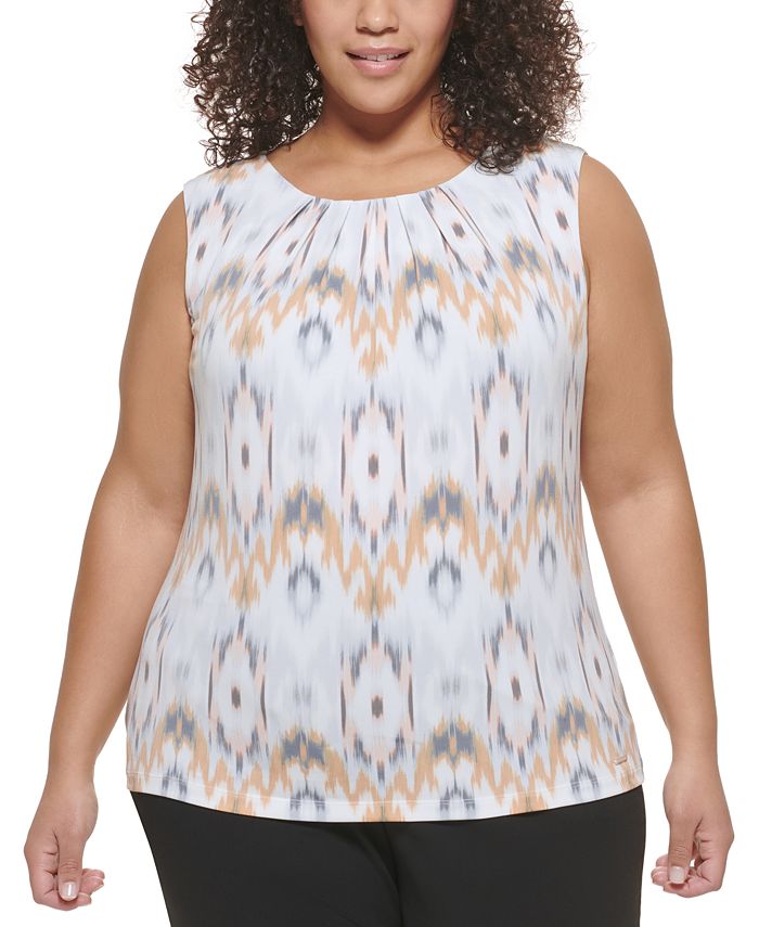 Blusa Calvin Klein Plus Size Estampada Feminina Branca Tamanho 2X