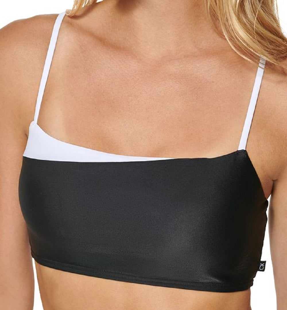 Calvin Klein Biquíni Feminino Decote Reto Top Maiô Preto Tamanho Médio/Médio