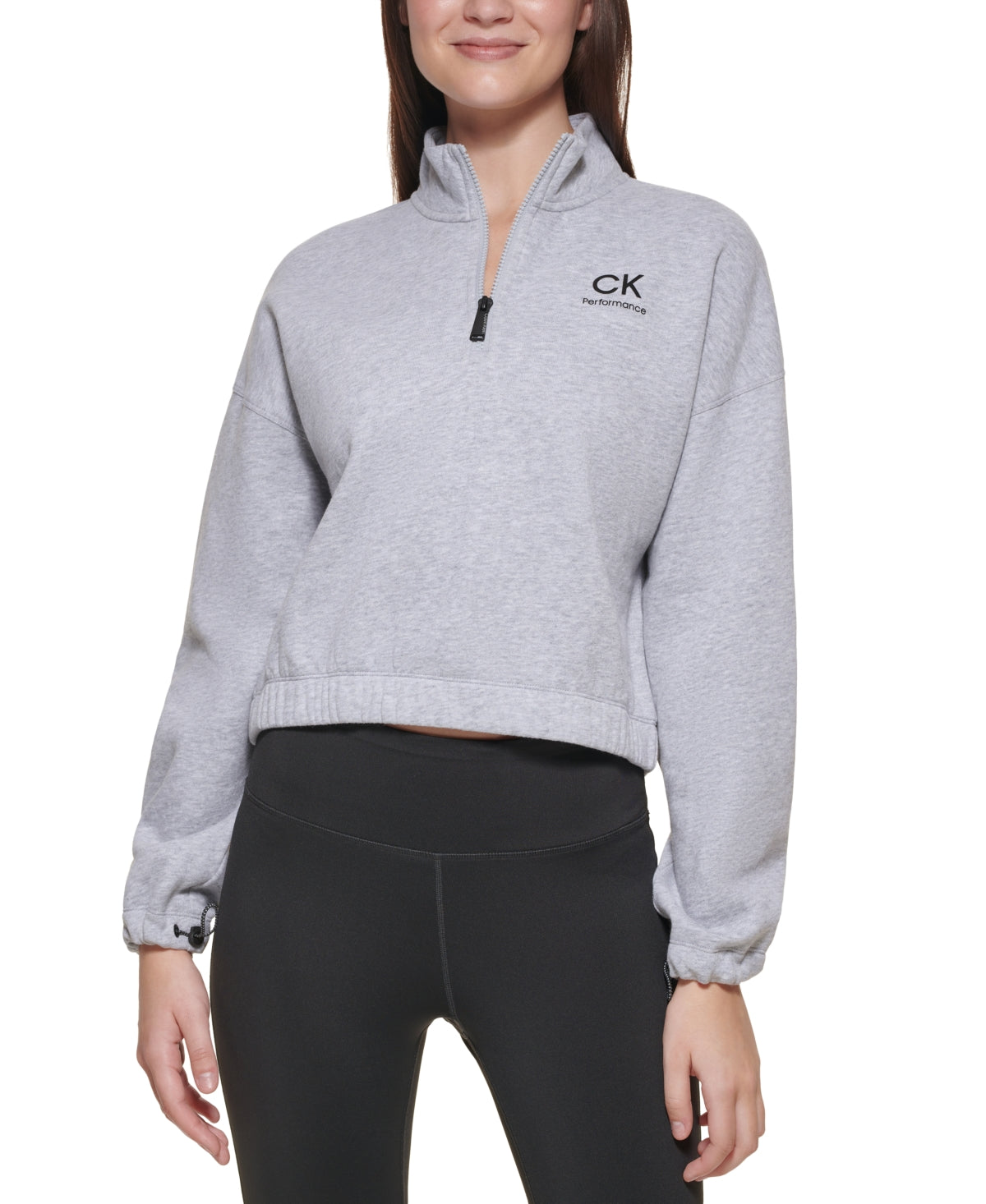Calvin Klein Pulôver Feminino com Zíper e Gola Cinza Tamanho Médio
