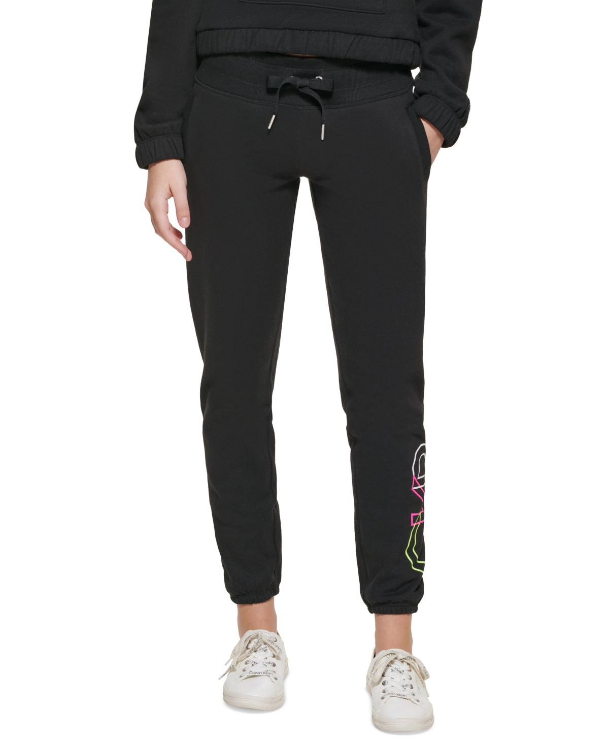 Calça jogger Calvin Klein feminina Outline Logo preta tamanho P