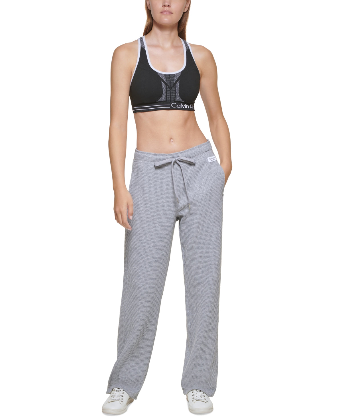 Calça Calvin Klein Feminina Cintura Alta Relaxed Leg Cinza Tamanho Grande
