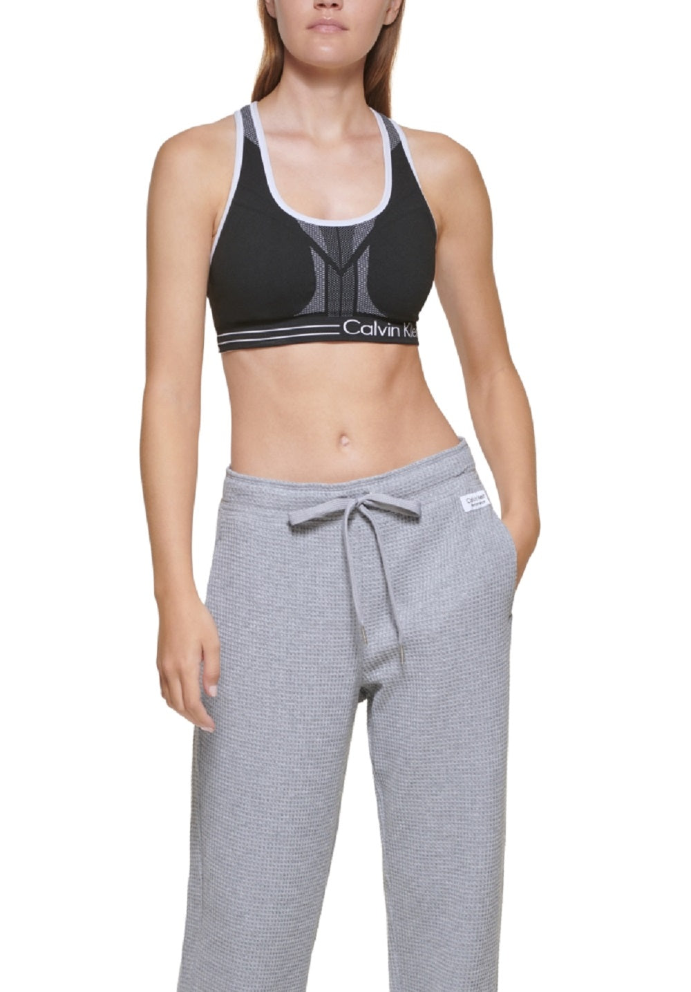 Calça Calvin Klein Feminina Cintura Alta Relaxed Leg Cinza Tamanho Grande