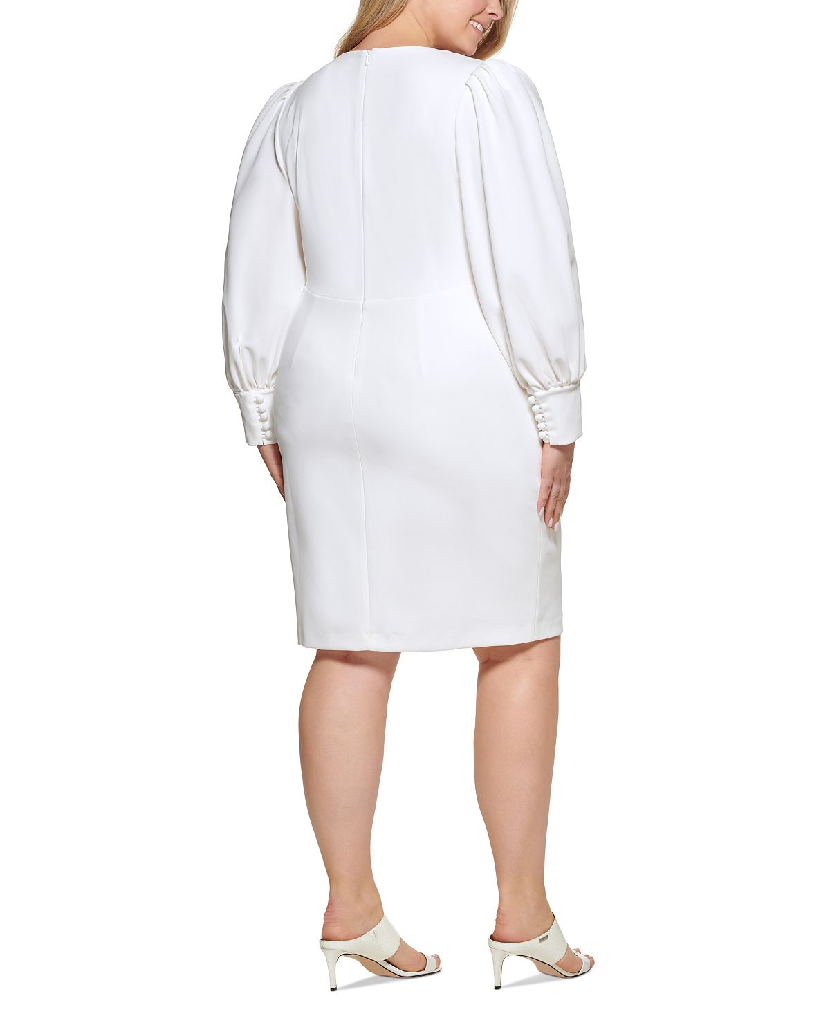 Vestido Calvin Klein Feminino Manga Bufante Branco Tamanho 14W