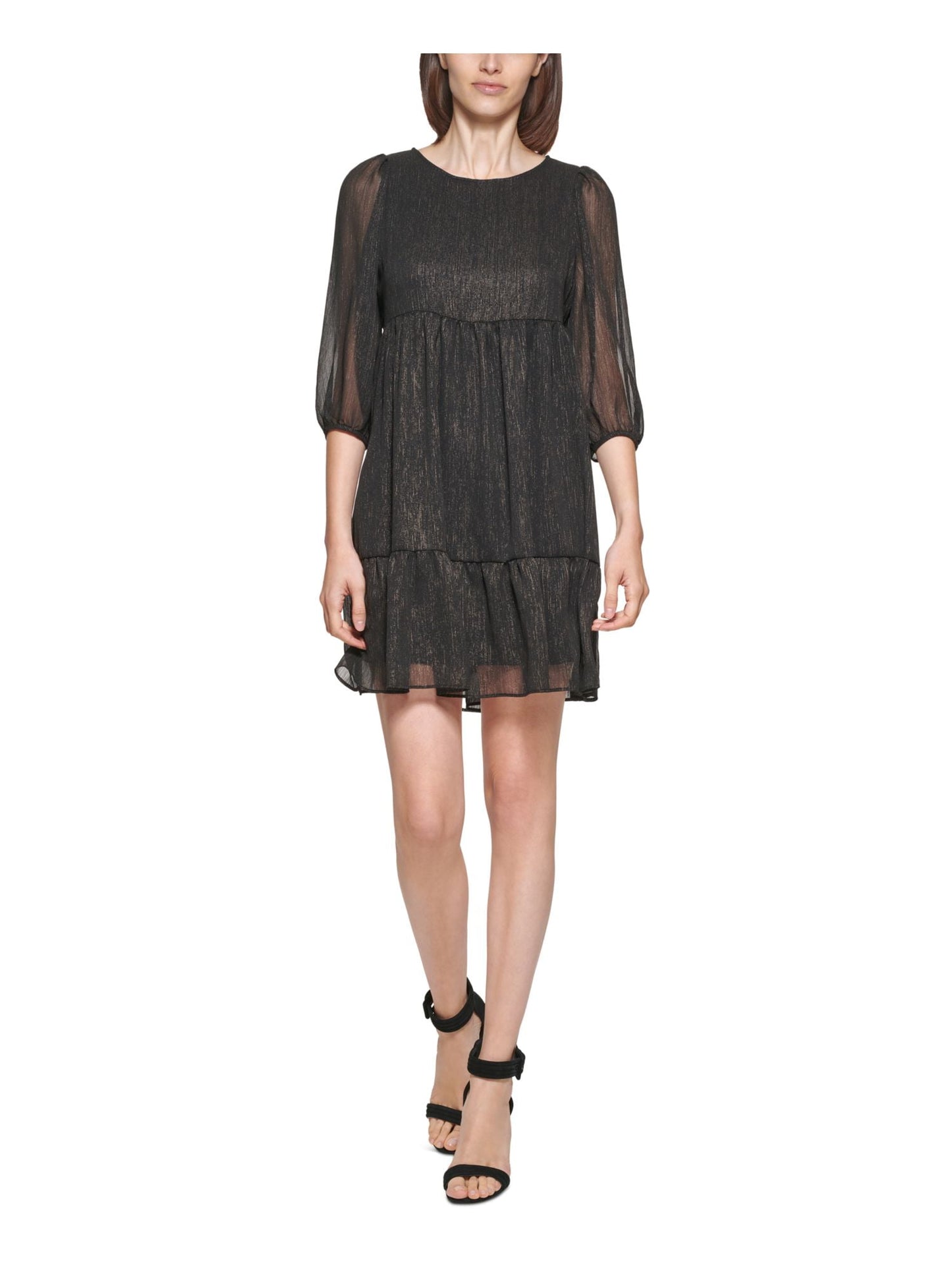 Vestido Calvin Klein Feminino Cintura Império Chiffon Shift Preto Tamanho 14