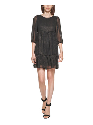 Vestido Calvin Klein Feminino Cintura Império Chiffon Shift Preto Tamanho 14